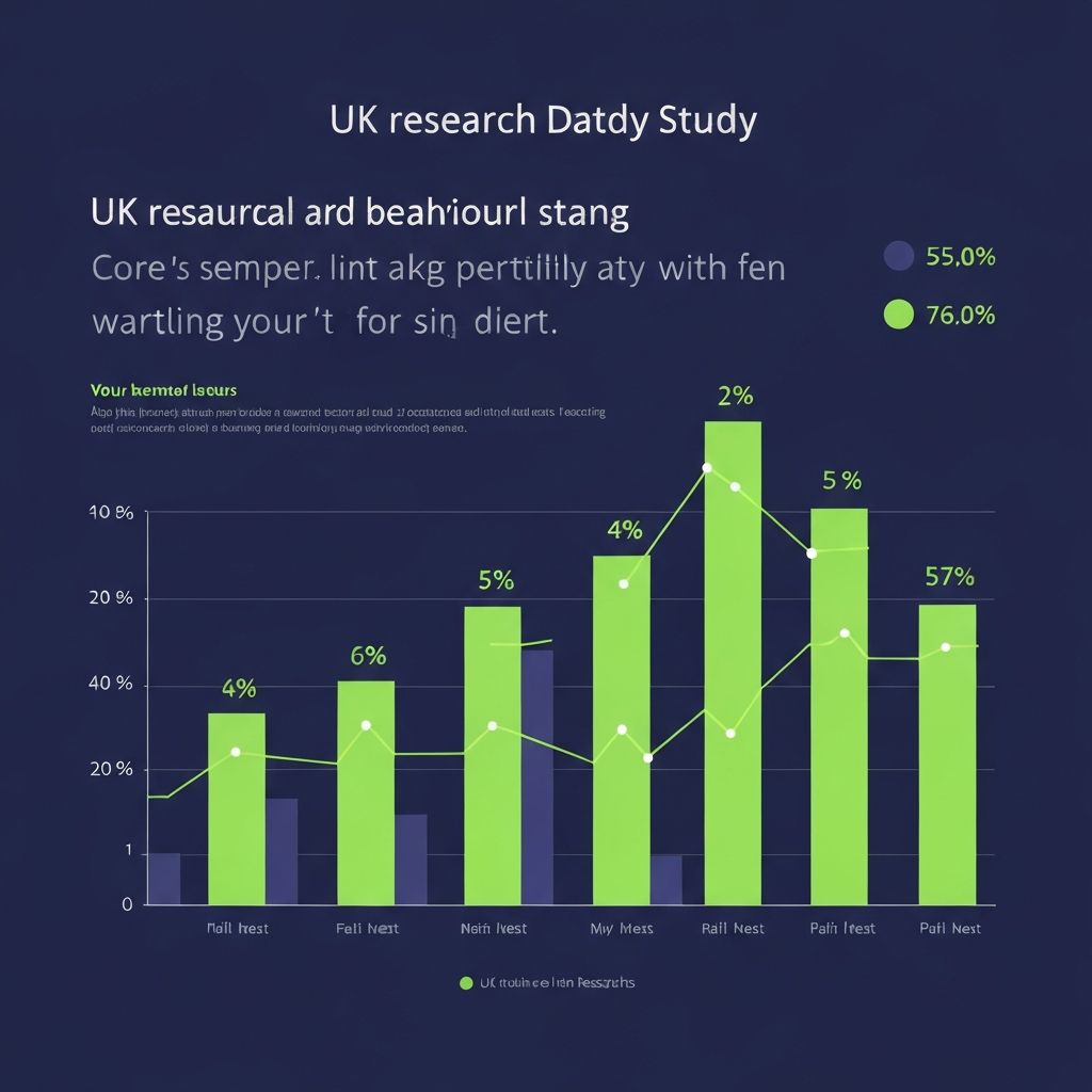 UK research data visualization with bar charts and behavioral statistics