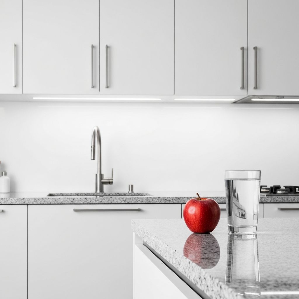 Minimalist kitchen scene highlighting environmental cues